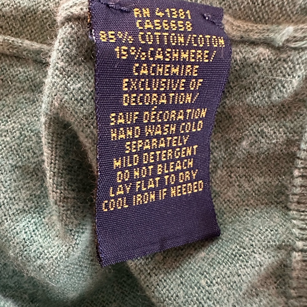 Polo Ralph Lauren Men’s turquoise cotton cashmere crewneck L long sleeve sweater - Picture 11 of 13